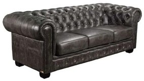 Καναπές Chesterfield 689 Ε9574,32 Δέρμα Antique Grey 201x92x72cm Ξύλο,Τεχνόδερμα