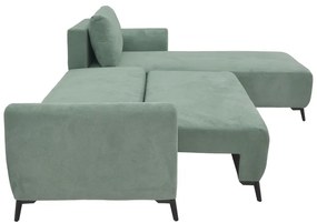 Kαναπές κρεβάτι τριθέσιος αναστρέψιμος Settee pakoworld ύφασμα με αποθηκευτικό χώρο σε μέντα απόχρωση 286x204x93εκ - 074-000043