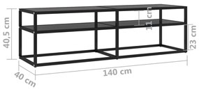 Έπιπλο Τηλεόρασης Μαύρο 140 x 40 x 40,5 εκ. από Γυαλί Ασφαλείας - Μαύρο