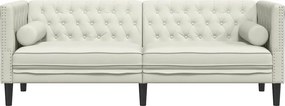 vidaXL Καναπές Διθέσιος Chesterfield με Στηρίγματα Κρεμ Βελούδο