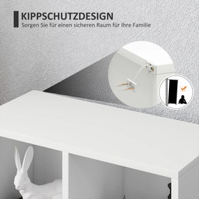 HOMCOM Ράφι βιβλιοθήκης 2 επιπέδων, 5 ράφια, Πλάκα μορίων, Ράφι αποθήκευσης, Λευκό