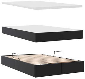 vidaXL Κρεβάτι Αποθήκης με στρώμα Μαύρο 120 x 200 cm Τεχνητό Δέρμα