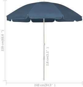 vidaXL Ομπρέλα Θαλάσσης Μπλε 240 εκ.