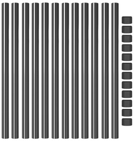 vidaXL Πό posts φράχτη 12 pcs Γκρι 90 cm Ατσάλι με Επικάλυψη Πούδρας