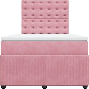vidaXL Κρεβάτι Boxspring με Στρώμα Ροζ 120x190 εκ. Βελούδινο