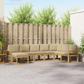 vidaXL Σειρά Καναπέ Εξωτερικού με μαξιλάρι 8 pcs Λευκό και Μπεζ