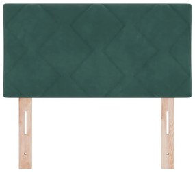 vidaXL LED Κεφαλάρι με φώτα λωρίδας LED Σκούρο πράσινο 80 cm Βελούδο