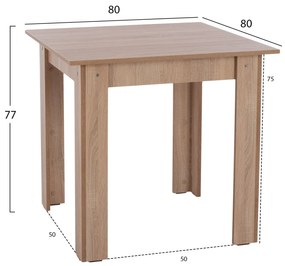 Τραπέζι Κουζίνας Kelvin 80x80x77Υεκ. Sonoma Oak