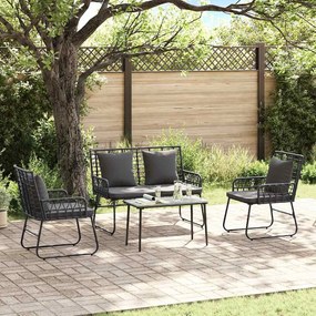 vidaXL Σέτ φαγητού για κήπο 3 pcs Μαύρο, Ανθρακί Πολυ rattan, ατσάλι
