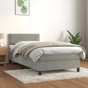 ΚΡΕΒΑΤΙ BOXSPRING ΜΕ ΣΤΡΩΜΑ ΑΝΟΙΧΤΟ ΓΚΡΙ 90X200 ΕΚ. ΒΕΛΟΥΔΙΝΟ 3141221