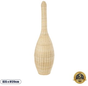 01844 GloboStar® PARADIS 01844 Boho Επιδαπέδιο Φωτιστικό Μονόφωτο 1 x E27 IP20 Μπεζ Ξύλο - Μ35 x Π35 x Υ120cm