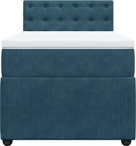 vidaXL Κρεβάτι Boxspring με Στρώμα Μπλε 80 x 200 εκ. Βελούδινο
