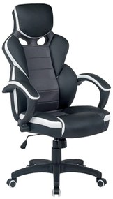 Καρέκλα Γραφείου Gaming ΚΛΕΟΝΙΚΗ Μαύρο/Λευκό 65x72x118-126cm - Τεχνόδερμα - 14240016
