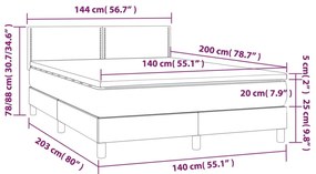 vidaXL Κρεβάτι Boxspring με Στρώμα Μαύρο 140x200εκ.από Συνθετικό Δέρμα
