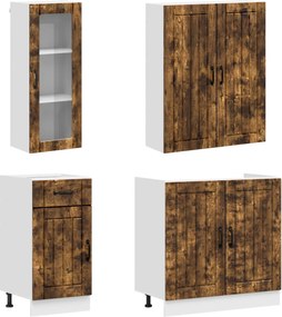vidaXL Μονάδα κουζίνας LUCCA 8 pcs Καπνισμένο Ξύλο Δρυός