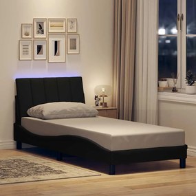 Σκελετός Κρεβατιού Χωρίς Στρώμα Μαύρο 90x200 εκ. Υφασμάτινο - Μαύρο