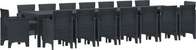 vidaXL Σετ Τραπεζαρίας Κήπου με Μαξιλάρια 17 pcs Ανθρακί PP