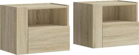 vidaXL Κομοδίνα Επιτοίχια 2 τεμ. Sonoma Δρυς 45x30x35 εκ.