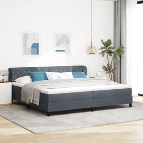 vidaXL Κρεβάτι Box Spring με Στρώμα Σκούρο Γκρι 200x200 cm Βελούδο