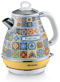 Ηλεκτρικός βραστήρας Ariete Positano 2869/0P, 2000W, 1.7 l, αφαιρούμενο φίλτρο, παράθυρο νερού, βάση 360C χωρίς καλώδιο, Λευκό/Κίτρινο
