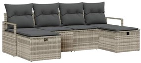 vidaXL Σετ Καναπέ Κήπου με μαξιλάρι 6 pcs Ανοιχτό γκρι Πολυ ράταν