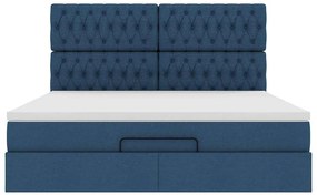 vidaXL Οθωμανικό κρεβάτι με στρώμα μπλε 180x200cm ύφασμα