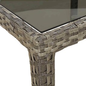 vidaXL Τραπέζι Κήπου για Φαγητό Γκρι 90 x 90 x 75 cm Πολυ ράταν
