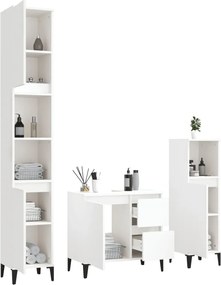 vidaXL Σετ Επίπλων Μπάνιου 3 Τεμαχίων Λευκό από Επεξεργασμένο Ξύλο