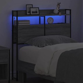 vidaXL Κεφαλάρι με ράφι Γκρι sonoma 90 cm Επεξεργασμένο ξύλο