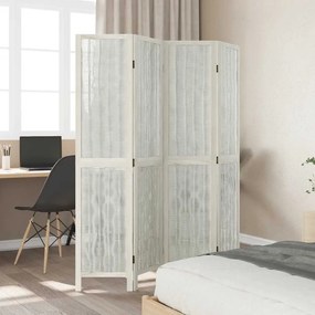 vidaXL Διαχωριστικό Χώρου με 4 Πάνελ Λευκό από Μασίφ Ξύλο Παυλώνιας