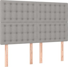 vidaXL Κρεβάτι Boxspring με Στρώμα &amp; LED Αν.Γκρι 140x200εκ. Υφασμάτινο