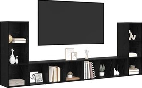 vidaXL Σετ επίπλου τηλεόρασης 4 pcs Μαύρη Οξυά Επεξεργασμένο Ξύλο