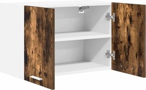 vidaXL Κρεμαστό ντουλάπι με αποθήκευση 2 pcs Καπνιστός Δρυς και Λευκό
