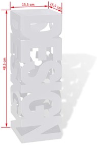 vidaXL Ομπρελοθήκη / Μπαστουνοθήκη Τετράγωνη Λευκή 48,5 εκ. Ατσάλινη