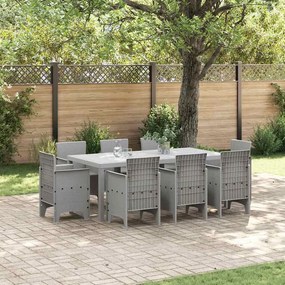 vidaXL Σέτ φαγητού για κήπο 9 pcs Ανοιχτό γκρι Rattan Polt