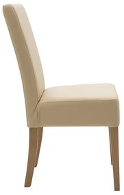 Καρέκλα Ditta pakoworld PU εκρού- πόδι μασίφ ξύλο sonoma - Τεχνόδερμα - 047-000030