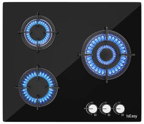 IsEasy MGBG-603 σόμπα αερίου τριών ζωνών με γυάλινο πάνελ