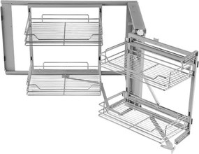 VEVOR 2 Tier Blind Corner Pull Out Organizer Chrome Kitchen Cabinet Basket