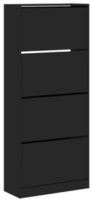 vidaXL Παπουτσοθήκη με 4 Ανακλινόμενα Συρτάρια Μαύρη 80x34x187,5 εκ.