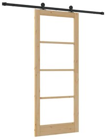 vidaXL Συρόμενη Πόρτα Χειροκίνητος Καφέ 86 x 211 cm Ξύλο και μέταλλο