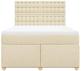 vidaXL Κρεβάτι Boxspring με Στρώμα Κρεμ 160x200 εκ. Υφασμάτινο