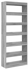 vidaXL Βιβλιοθήκη Άλλο Γκρι sonoma 80 x 30 x 198 εκ Επεξεργασμένο ξύλο
