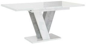 Τραπέζι Goodyear 125, Γυαλιστερό λευκό, Γκρι, 75x90x120cm, 61 kg, Επιμήκυνση, Πλαστικοποιημένη μοριοσανίδα | Epipla1.gr
