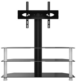 vidaXL Βάση Τηλεόρασης Γωνιακή 3 Επιπέδων για 32-70 Ιντσών Μαύρη/Ασημί