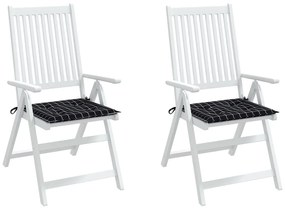 vidaXL Μαξιλάρια Καρέκλας 2 τεμ. Μαύρο Καρό 40 x 40 x 3 εκ. Υφασμάτινα