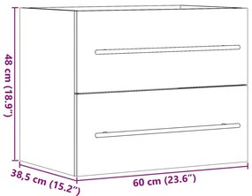 Ντουλάπι Νιπτήρα Γκρι Σκυροδέμ. 60 x 38,5 x 48 εκ. Επεξ. Ξύλο - Γκρι