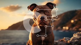 Intra Συλλεκτικό Ξύλινο Παζλ Plywood 4mm - Καφέ σκυλί που κάθεται στο Rocky Cliff στο ηλιοβασίλεμα Σε Ξύλινο Κουτί - Διαστάσεις: 10x10 cm – 25 κομμάτια