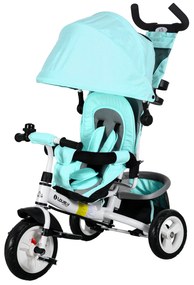 Παιδικό τρίκυκλο HOMCOM, ποδήλατο για παιδιά, πίσω καλάθι, ποτηροθήκη, τέντα, μέταλλο, Πράσινο