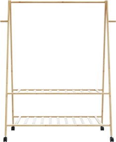 vidaXL Ράφι ρούχων με ράφια και ρόδες 132x45,5x155,5 εκ.Μπαμπού