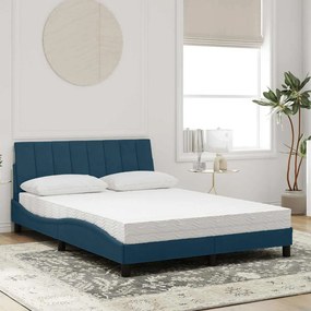 vidaXL Κρεβάτι με Στρώμα Hanko Μπλε 140x200 εκ. Βελούδινο